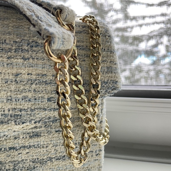 NWOT Sandro Tweed Yza shoulder bag in bleu - Picture 9 of 14